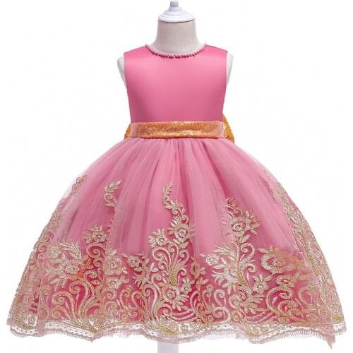 Girls Appliques Ballgown Princess Dress High Quality Red Prom Gown New Year Christmas Ceremonial Elegant for 4-10 Years