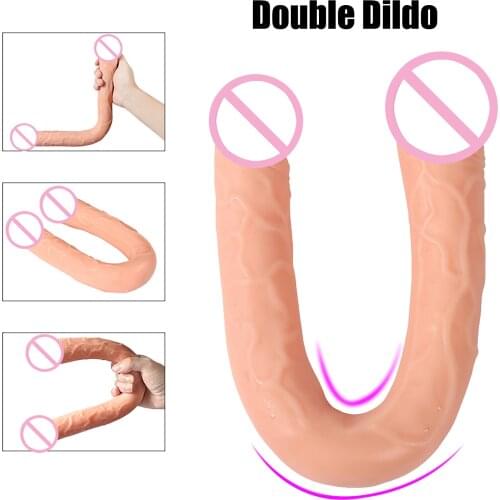 41cm Extra Long Double Dildos Double Ended Phallus Stimulation of Vagina and Anus Realistic Big Penis Adult Sex Toys for Lesbian