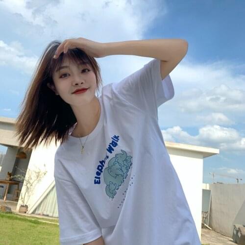 Japanese T-Shirt Kawaii Animal Elephant Women Clothing Alt Grunge Harajuku Ulzzang Tee Clothes Gothic Vintage t-Shirt Women y2k