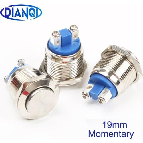 Hot sale 19mm push button switch high round Momentary Nickel plated flat Brass Momentary switches screw terminal 19GT.F.L