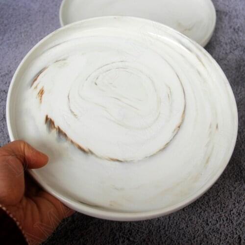 European Style Ceramics Plate Marble Texture Western Restaurant Steak Dish Dining Table Fruit Salad Plates Kitchen Tableware