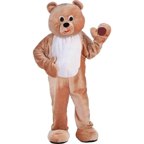 Short Plush Cosplay Costume Halloween Mascot Fursuit Mens Luxury Plush Bear Mascot Costume