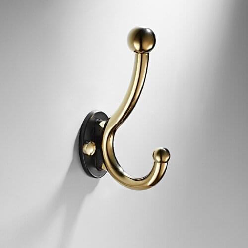 Robe Hooks Towel Hanger Hook For Clothes Coat Hat Bag Hooks Gold & Black Brass Wall Mount Towel Hook Holder Bathroom Accessories