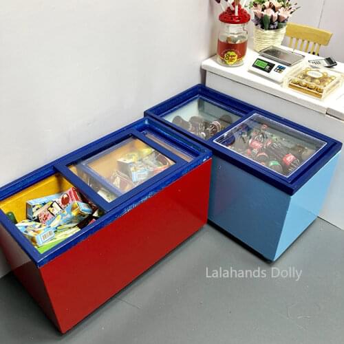 Doll House Mini Wooden Empty Refrigerator Model for Doll House Supermarket Restaurant Furniture Decoration Accessories