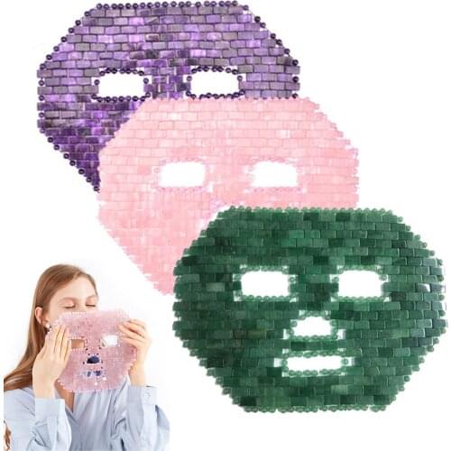 Natural Jade Crystal Sleep Mask Cold Therapy Jade Eye Mask Wrinkle Removal Rose Quartz Jade Masks Crystal Stone Facial Massager