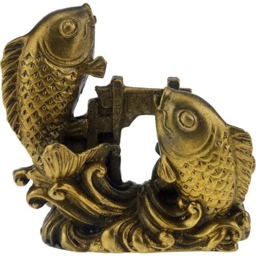 Feng Shui Brass Double Carps Over Dragon Gate M1253