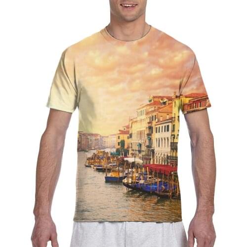 Venezia City Italian Landscape With Old Houses Gondollas And Spikes Image Tshirt Men t-shirt Harajuku Style T shirt Summer Tops