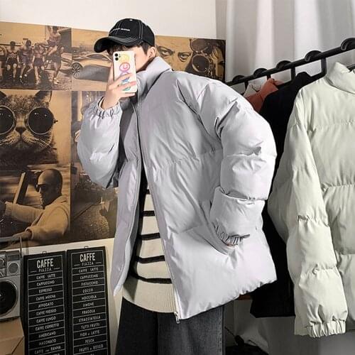 Men Harajuku Colorful Bubble Coat Winter Jacket Mens Streetwear Hip Hop Parka Korean Black Cotton Jackets