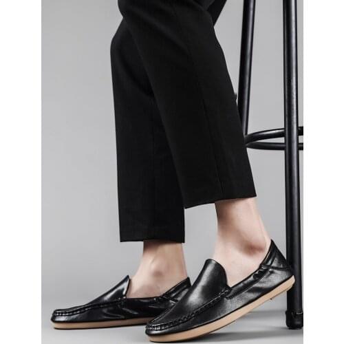 2021 Men Casual Classic Loafers Flat Spring Autumn Moccasins Breathable Fashion High Quality Genuine Leather Loafers for Men