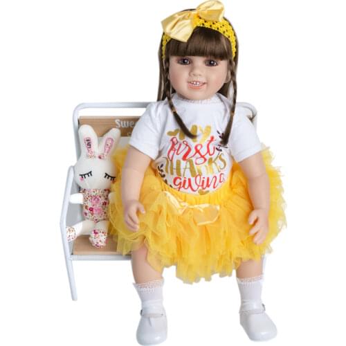 60 CM Soft Silicone Reborn Toddler Smile Doll Cloth Body 24 Inch Princess Baby Lovely Kid Birthday Gift Play HouseToy