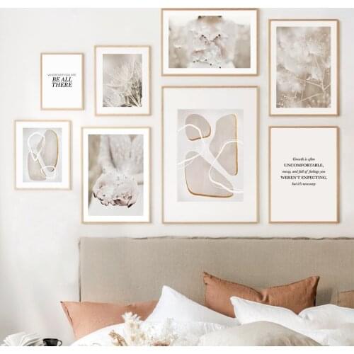 White Flower Poster Wall Art Canvas Painting Modern Nordic Figure Plant Quote Picture Home Decor Prints for Living Room Design