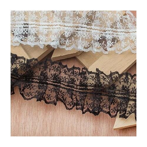 5 yards/length High Quality Bilateral 4.5cm Non-elastic Wrinkle Lace Edge DIY Wedding Dress Material Accessories