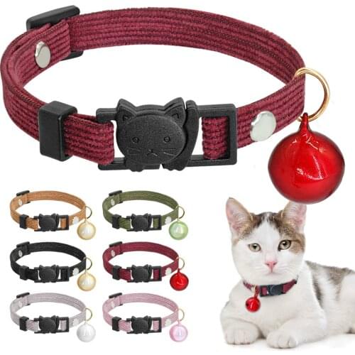 Quick Release Cat Collar With Bell Safety Breakaway Cute Cat Collars For Small Dogs Puppy Kitten 6 Colors