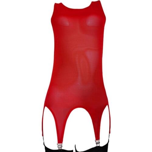 Retro Style 6 Strap Suspender Belt with Side Fastening Sexy Meash Bodysuits