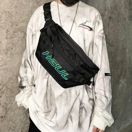 Reflective Strip Waist Bag Unisex Sports Chest Bags Nylon High-Capacity Messenger Pouch Men Belt Waist Pack Short Trip Bag