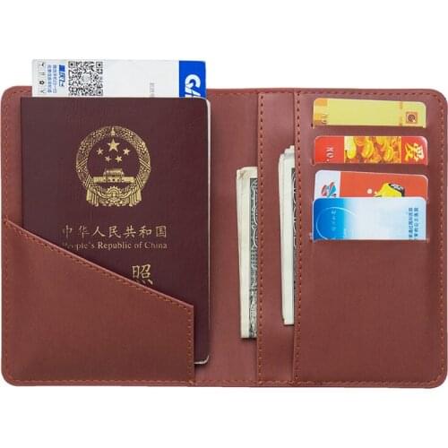 Russian Coffee Double-Headed Blue Pu Letters National Passport Cover Built In Rfid Blocking Protect Personal Information