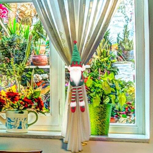 Christmas Hanging Holding Rudolph Doll Curtain Button Xmas Decoration Elves Couple Doll Curtains Buckle Home Decor Ornament