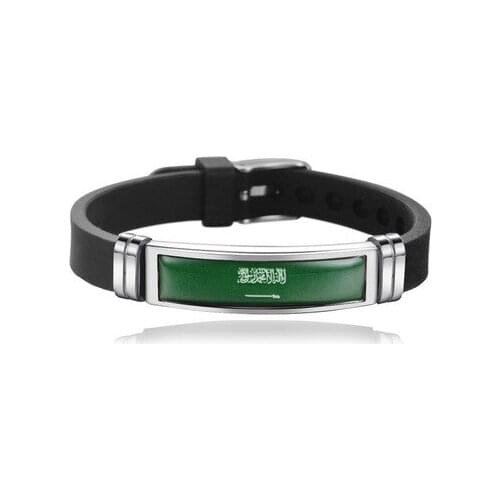 Saudi Arabia flag Bracelets Bangles Adjustable Silicone Titanium Steel Saudi Arabia flag Sport Bracelets Jewellery Women Men