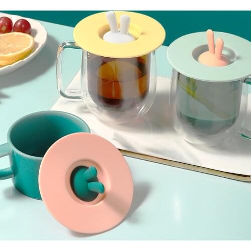 Cute Cartoon Water Drinking Cup Lid 10cm Dust-proof Silicone Anti-dust Bowl Cover Cup Seals Glass Mugs Cap Cover Diameter