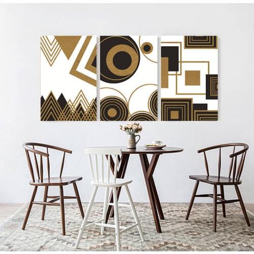 Modern Abstract Geometric Pattern Brown Black Poster Print Canvas Paintings POP Wall Art Picture Modern Office Living Room Decor