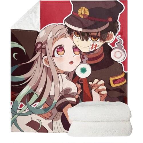 Upestory Anime Toilet-Bound Hanako kun Printed Soft Warm Throw Blanket for Adults Kids Fleece Sherp Sofa Bed Thin Quilt