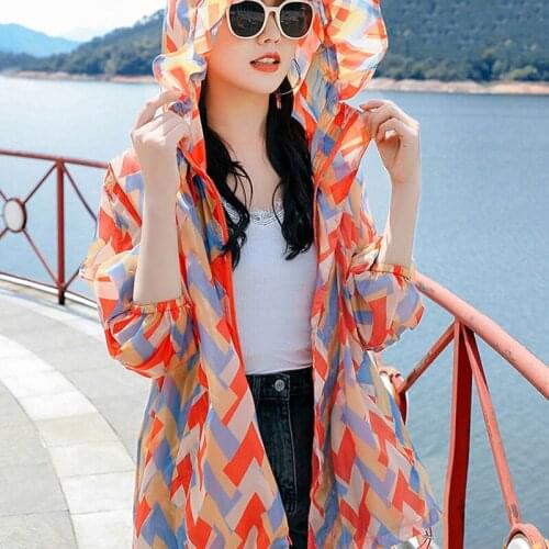 Summer Colorful Sun Protection Clothing Outdoor Shade Sunscreen Jacket Breathable UV Hooded Women Coat