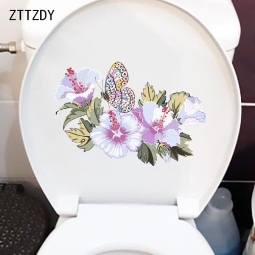 ZTTZDY 26.5CM×18.1CM Hibiscus Vintage Home Bedroom Decoration Wall Decal Fashion Toilet Stickers T2-1005