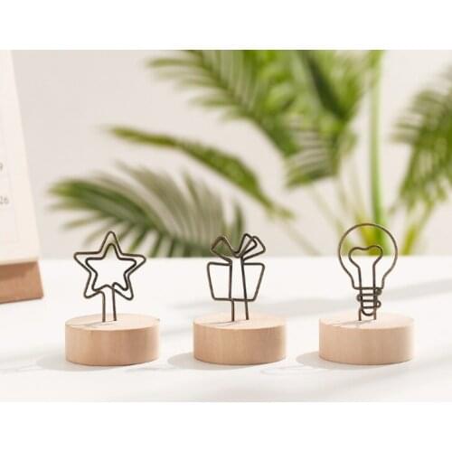 1PC Creative Round Wooden Note Picture Frame Clip Table Number Wedding Photo Holder Photo Clip Memo Name Card Pendant Holder