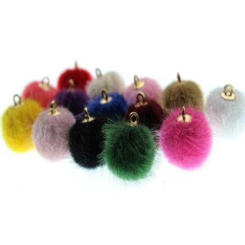 10pcs Imitation Water Mink Pompom Earring Pendant DIY Craft Supplies Cute Plush Fur Ball Beads DIY Handmade Jewelry Findings