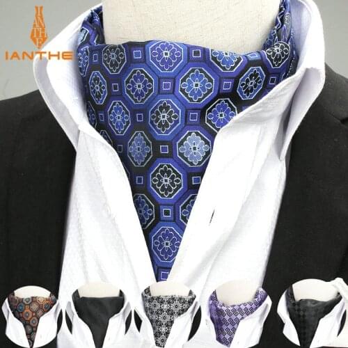 2018 Brand New Fashion Gentleman Plaid Geometric Ascot Tie For Wedding Party Mens Cravat Formal Suit Dress Shirts Necktie
