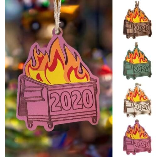 2020 Dumpster Fire Christmas Ornament on Christmas Tree Wooden Hanging Pendants Xmas Gift Home Decor