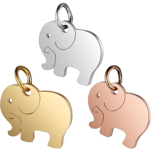 5pcs/lot 14mm Stainless Steel Elephant Pendant Bracelet Charms DIY Crafting Jewelry Making Handicraft Accessories Wholesale
