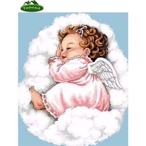 5D DIY Diamond Painting Crystal Girl Sleeping Angel Diamond Mosaic Baby Pattern Cross Stitch Home Decor Diamond Embroidery