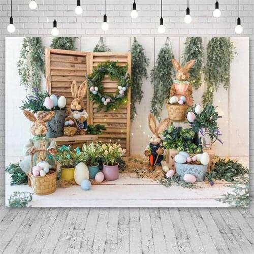 Avezano Backdrops Easter Bunny Eggs Wreath Spring Flowers Baby Photography Background For Photo Studio Photozone Photocall Decor