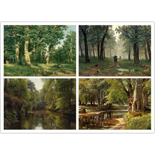 Free shipping home wall art decoration picture classic Shishkin forest stream landscape canvas prints oil painting on canvas