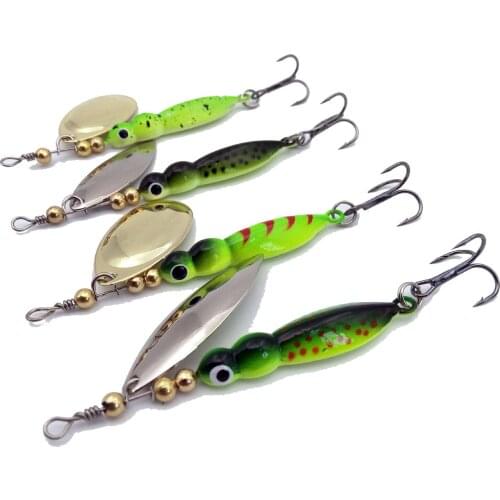 90mm/15g Insects Fishing Lure Spoon Bass Artificial Spinner Carp Bait Metal 4 Color Fishing Hooks Sinking Lure