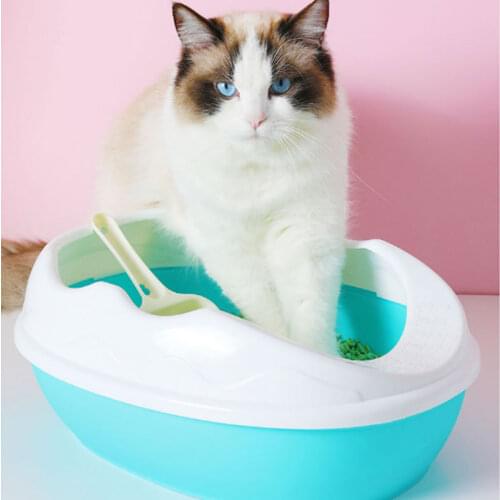 High Fence To Prevent External Splash Litter Box Pet Tray With Scoop Clean Toilette Home For Small Cat Plastic Pet Supplies