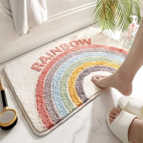 Colorful Household Bedroom Living Room Simple Carpet Striped Floor Mat Kitchen Bath Mats Door Suction Bathroom Non Slip Foot Mat