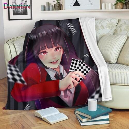 DARMIAN 2021 Fashion Summer Sofa Nap Soft Blankets Anime Kakegurui Print Design Couch Keep Warm Bedspreads Thin Quilt Blankets