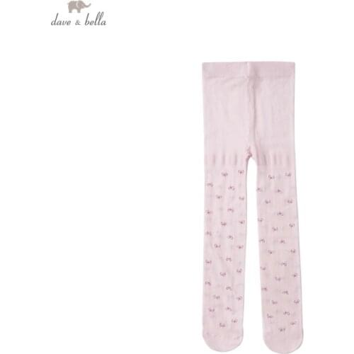 DB17660 dave bella summer infant baby girls cute bow print leggings children kids girl fashion leggings