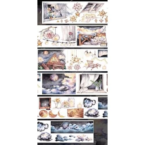 Big Size Fairy Night Washi Tapes for Card Making Bullet Journal DIY Scrapbooking Decorative Stickers