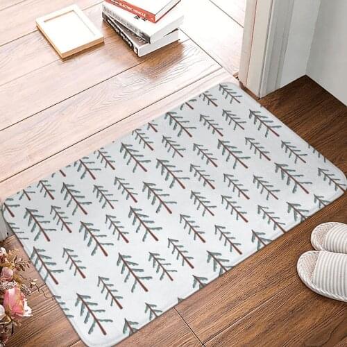 Fir Tree Doodle Wood Doormat Carpet Mat Rug Polyester Non-Slip Floor Decor Bath Bathroom Kitchen Bedroom 40*60