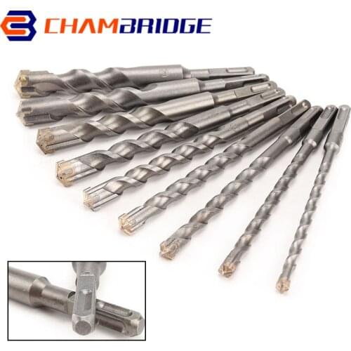 200mm Square Shank Electric Hammer Drill Bits 6-25mm Cross Type Tungsten Steel Alloy For Masonry Concrete Rock Stone