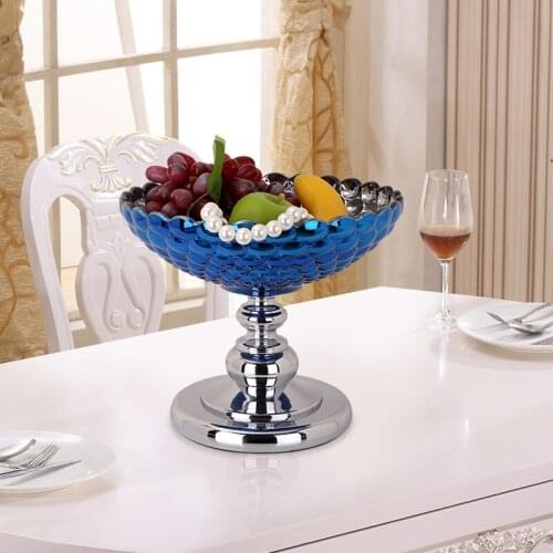 Europe Glass fruit bowl home Decor Crafts Plates Emboss Meal Tableware Dish Accessories Pastry Sweet placa de tv decorative