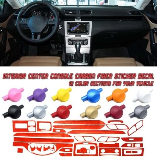 5D Gloss Carbon Fiber Vinyl Film Interior Center Console Sticker For VolksWagen CC 2012-2016