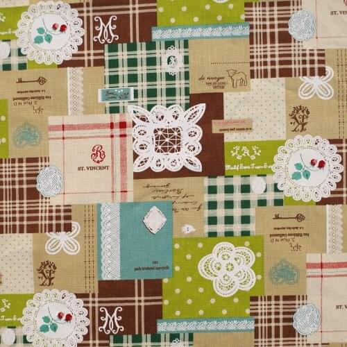Cotton Linen Fabric for sewing pathwork, bedding - Lace And Patchwork (width=108cm)