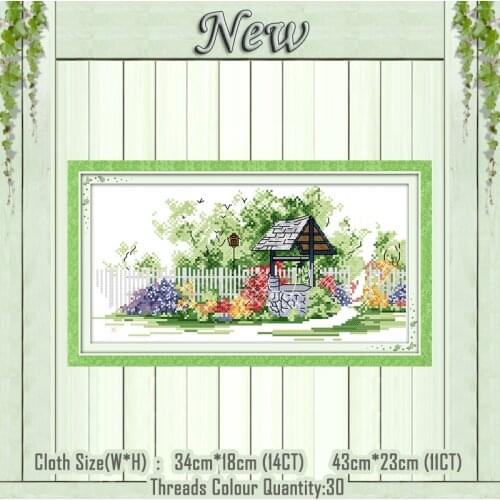Well countryside scenery decor painting counted printed on the canvas DMC 11CT 14CT kits Cross Stitch embroidery needlework Sets