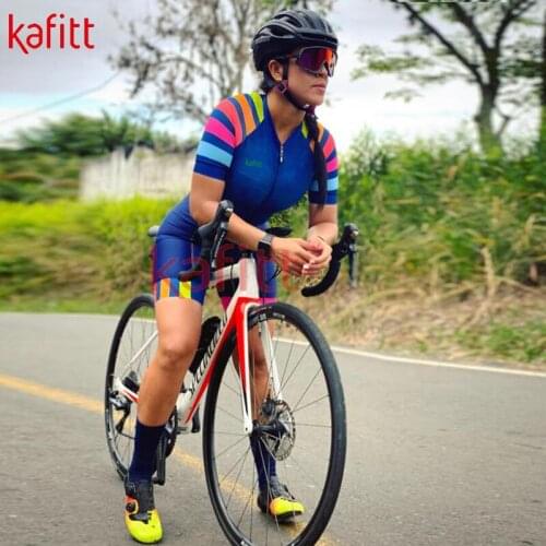 Kafitt Triathlon Special Training Womens Sleeve Tracksuit Cycling Jersey Tight Fitted Summer Cycling Jersey Striped Shirt