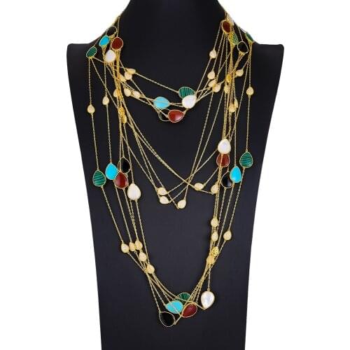 KellyBola New BOHO Gold Chain Pendant Necklace Jewelry Girl Brand New Shiny CZ Romantic Gift Bride Wedding Luxury Jewelry