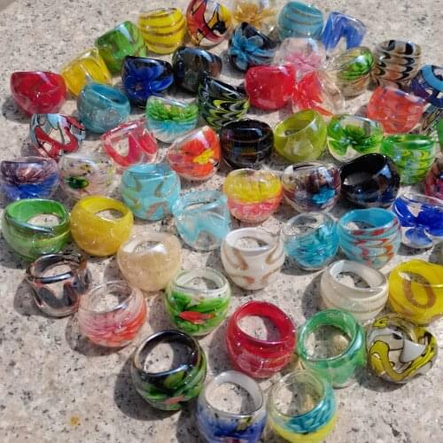 Vedawas 2021 Newest Mixed Flower Glass Rings for Women Men Summer Luxury Unique Finger Engagement Rings Lovers Jewelry Gifts